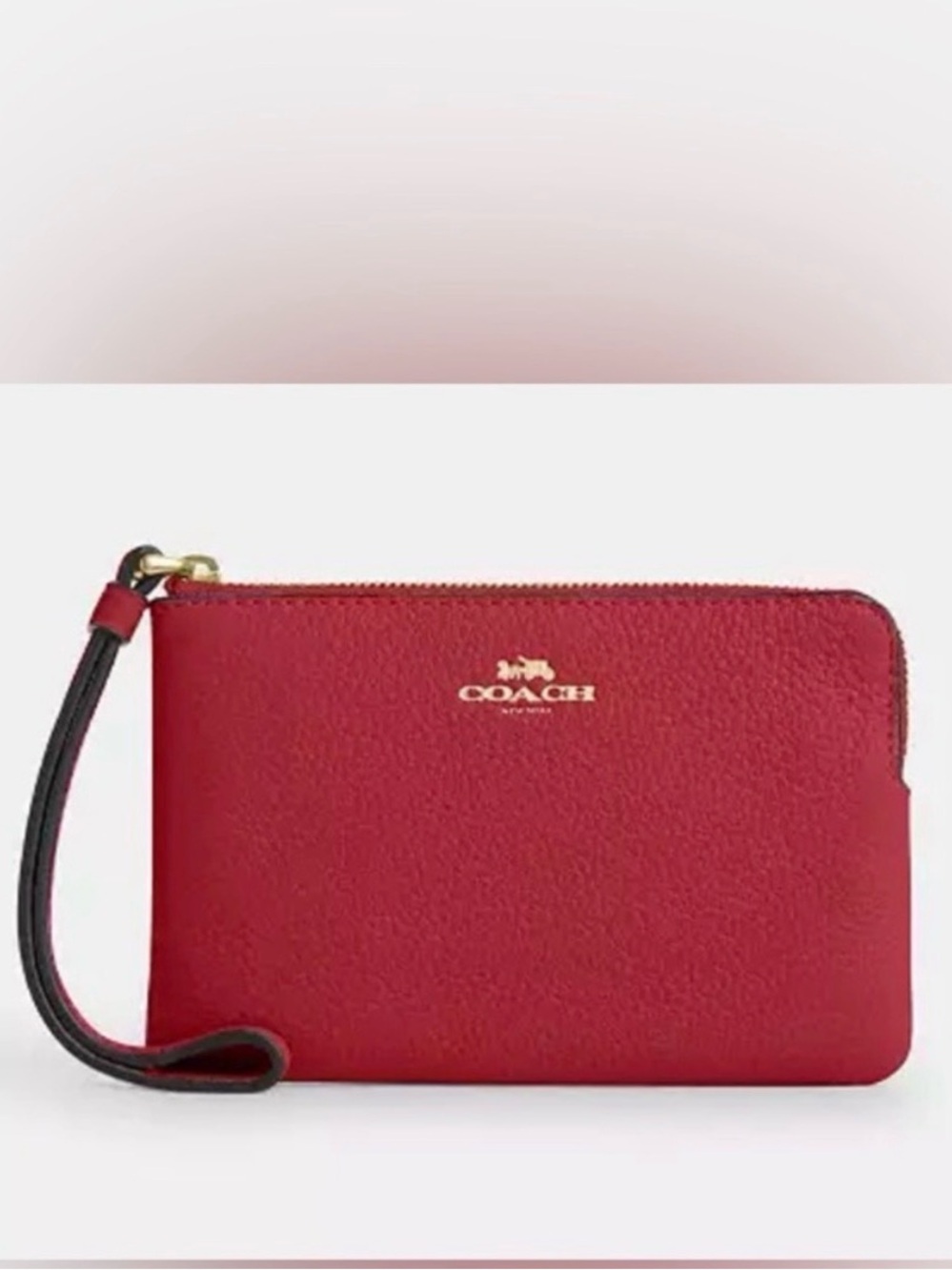 Coach Red Leather Wristlet with Gold Hardware